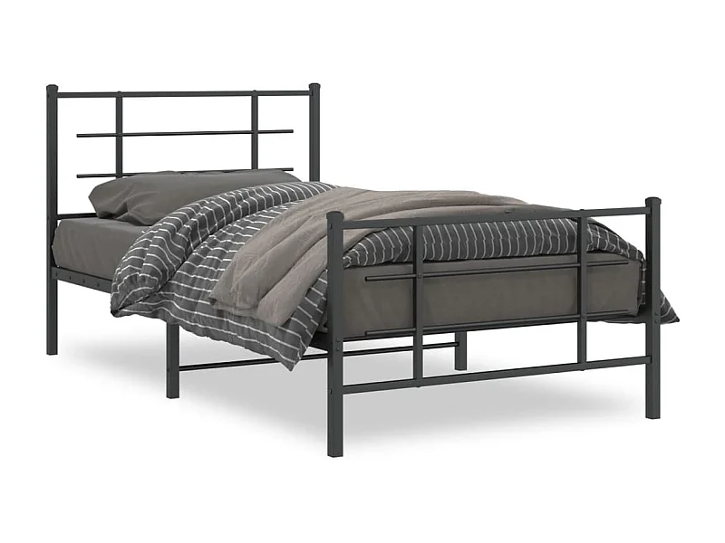 Cama com cabeceira e pés 100x200 cm metal preto PT190444