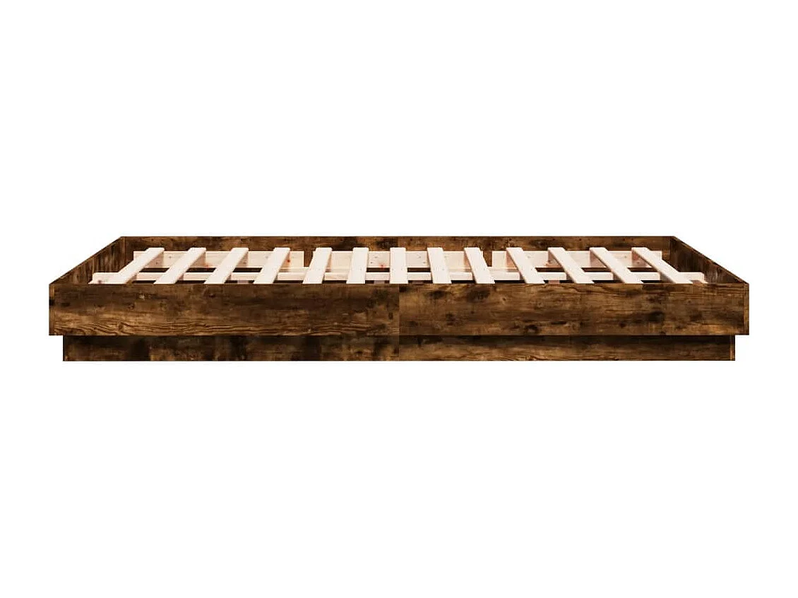 Lit double chêne fumé 120x200 cm bois d'ingénierie FR94820