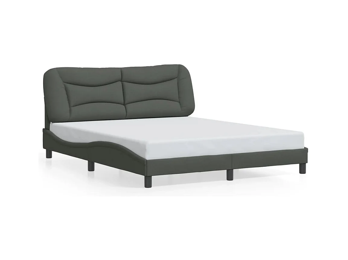 Lit double + tête de lit Gris foncé 160 x 200 cm Tissu FR68939
