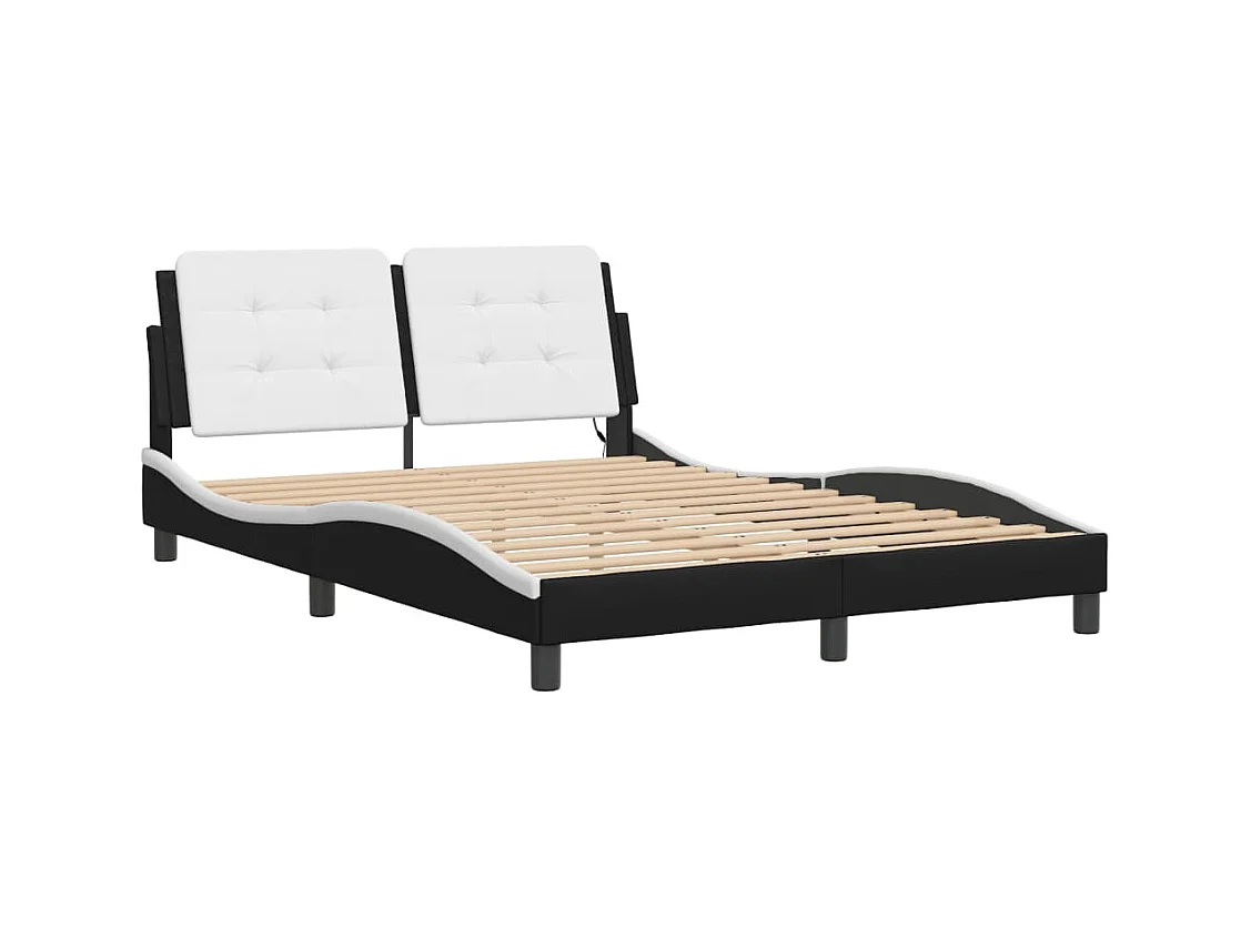 Lit double avec lumières LED noir blanc 120x200 cm similicuir FR40031