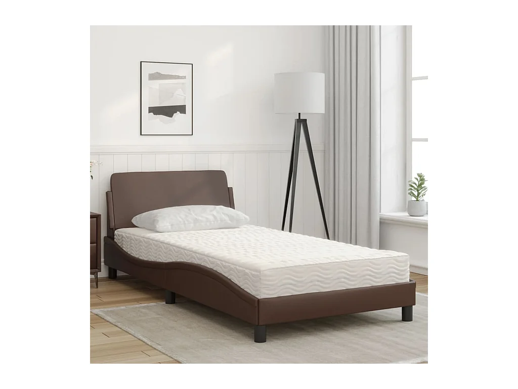 Bed met matras kunstleer bruin 100x200 cm BE136574