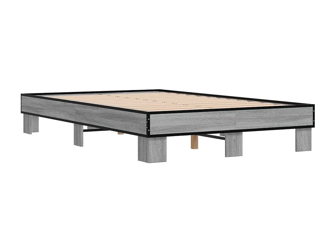 Cama 140x200 cm - madera ingeniería metal gris Sonoma ES859432