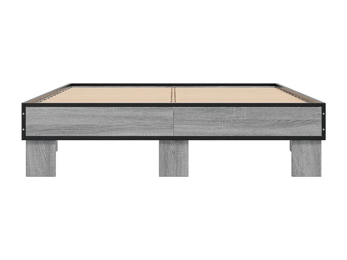 Cama 140x200 cm - madera ingeniería metal gris Sonoma ES859432