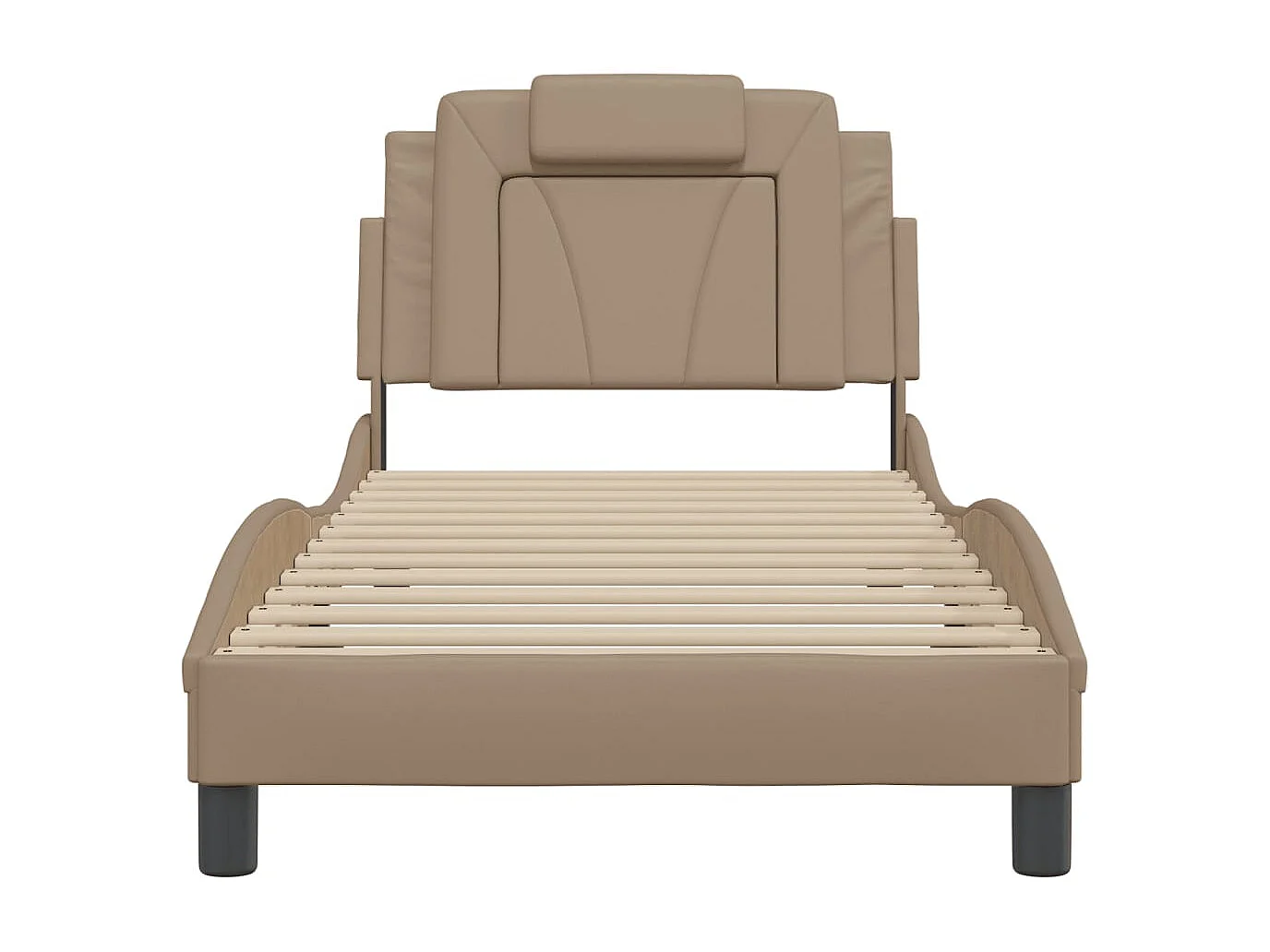 Lit simple + tête de lit Cappuccino 90x200 cm Similicuir FR76594