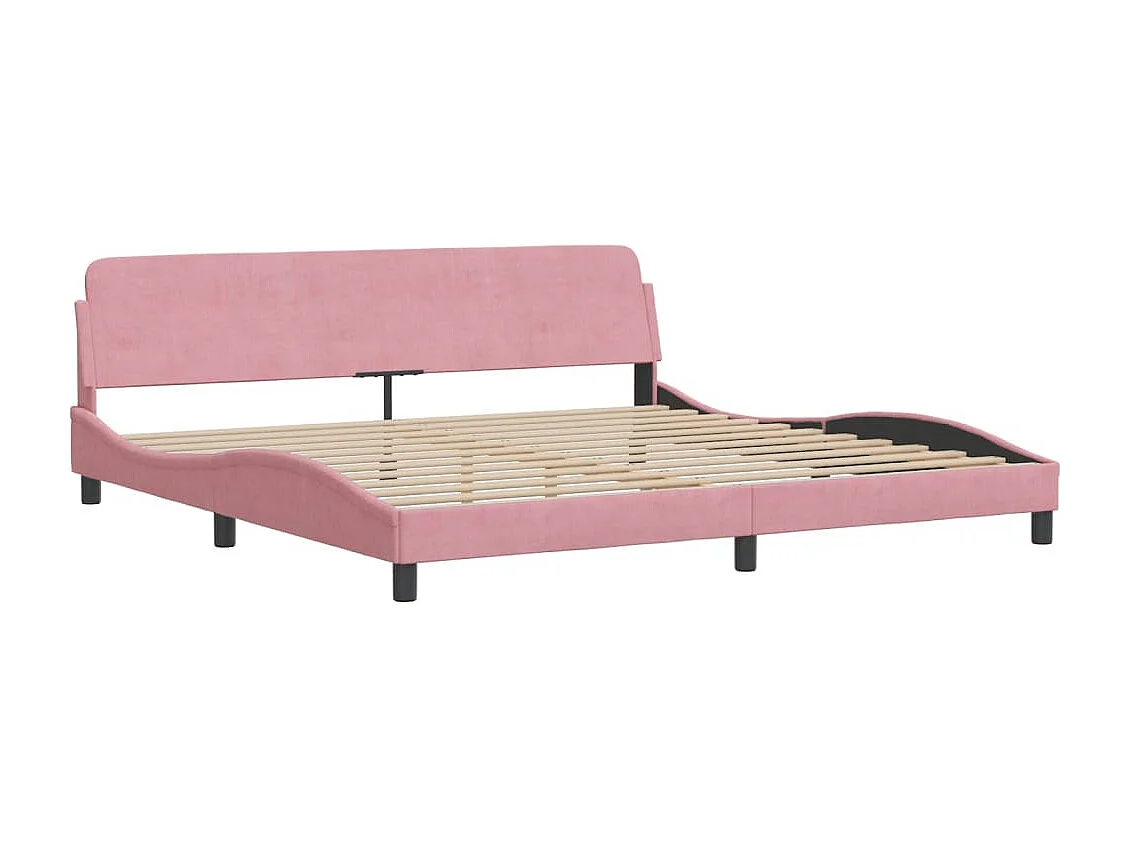 Lit double + tête de lit Rose 200x200 cm Velours FR26914