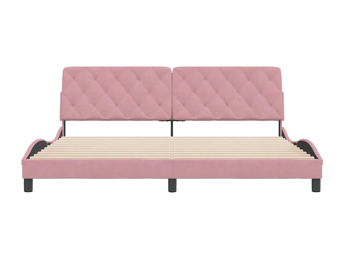 Lit double + tête de lit Rose 200x200 cm Velours FR26914
