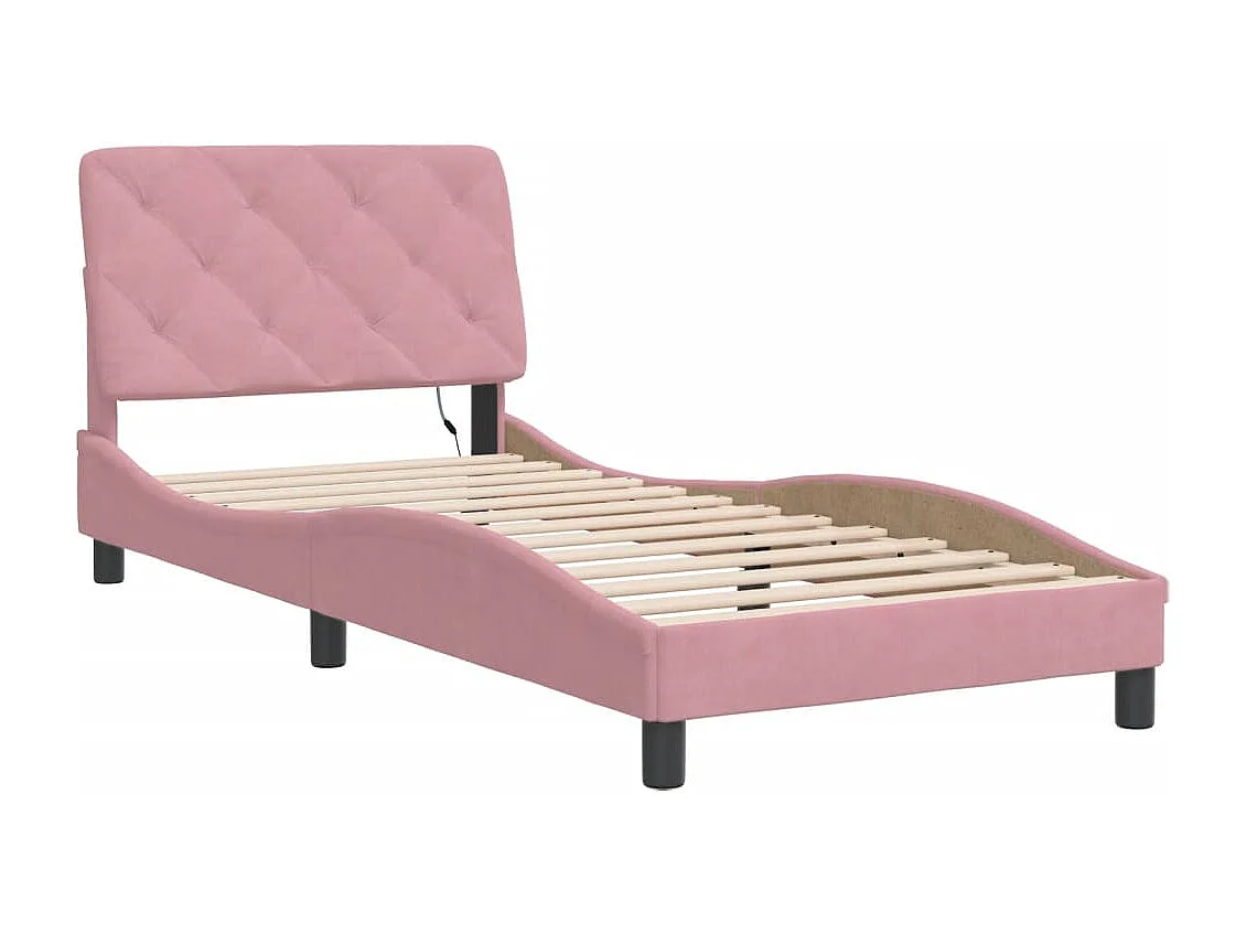 Bedframe met LED-verlichting fluweel roze 90x200 cm BE733102