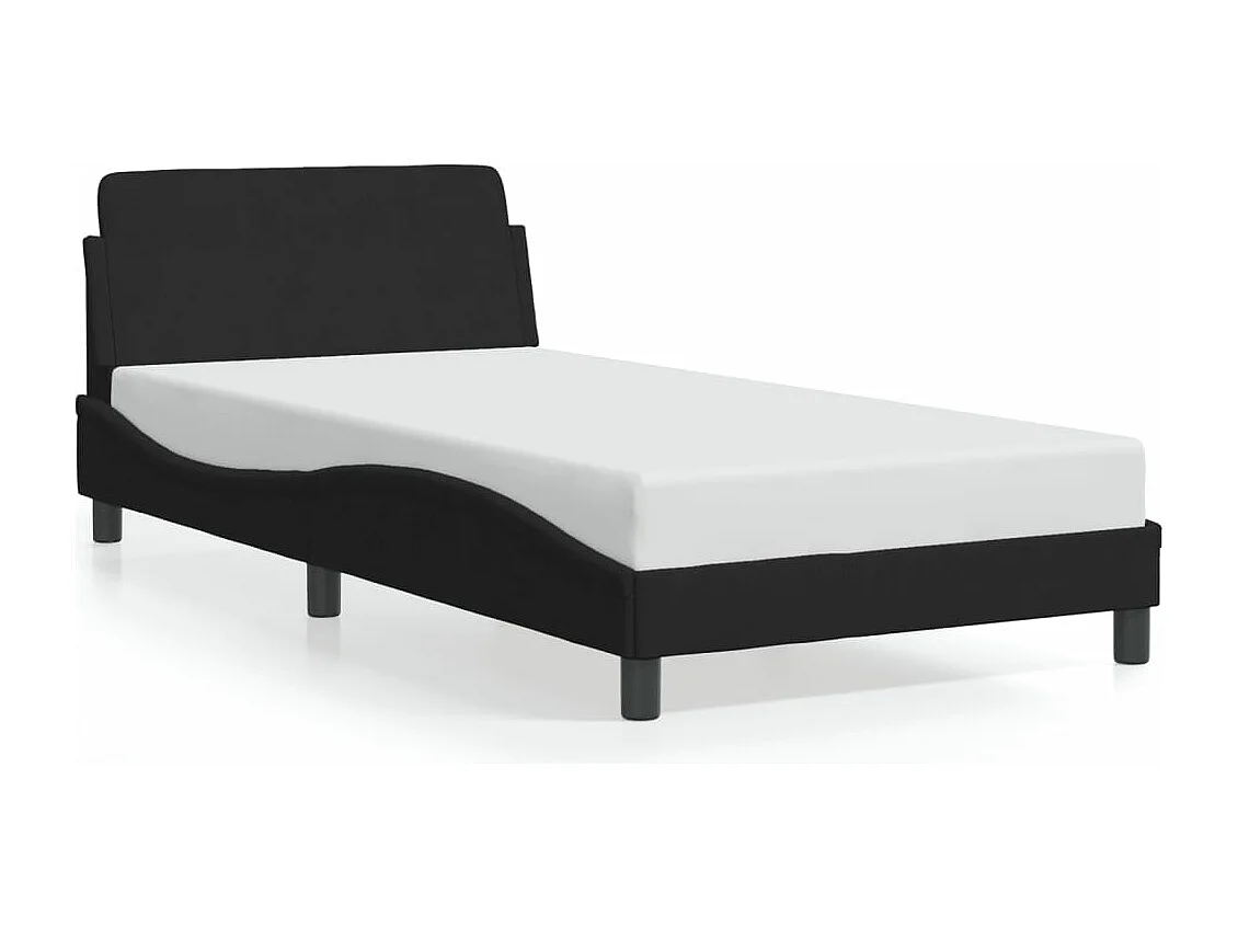 Cama c/ cabeceira 100x200 cm veludo preto PT646789