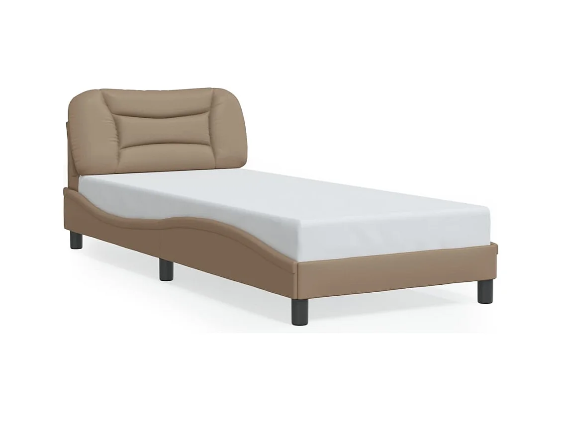 Lit simple + tête de lit Cappuccino 90x200 cm Similicuir FR60249
