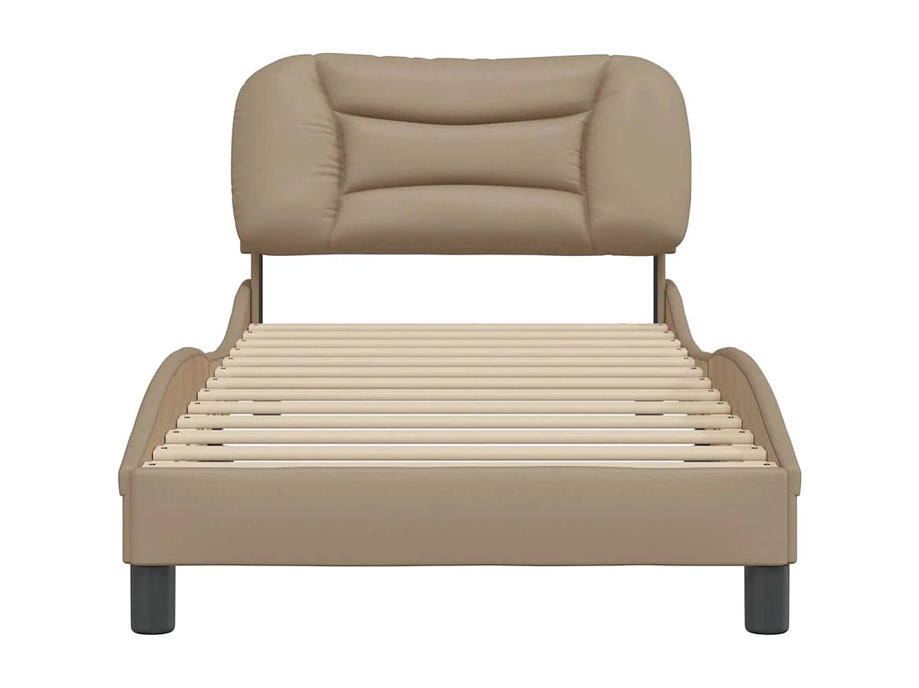 Bedframe met hoofdbord kunstleer cappuccinokleurig 90x200 cm BE574978