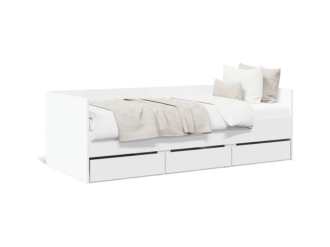Lit de jour avec tiroirs blanc 90x200 cm bois d'ingénierie FR33000