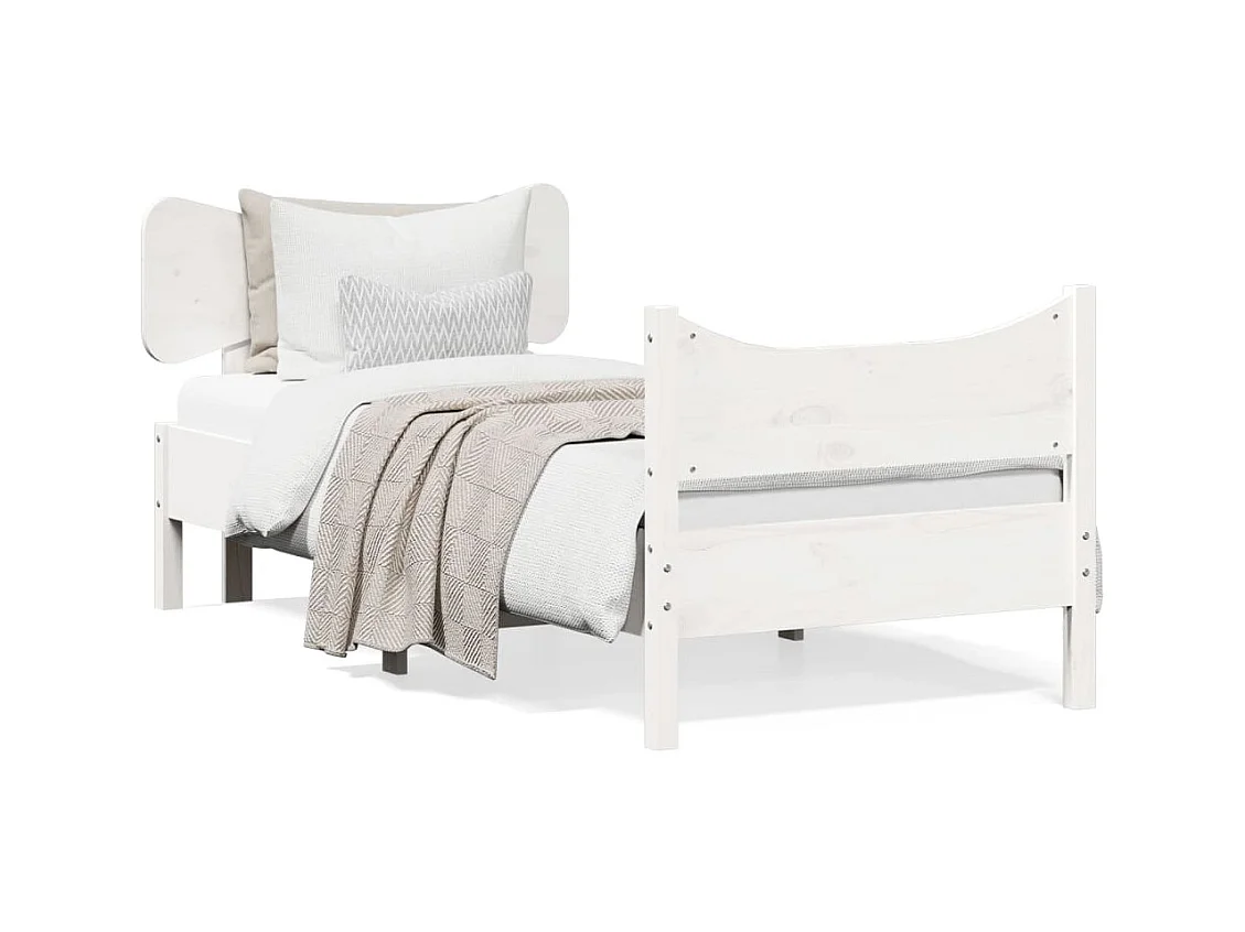 Cama individual- 75x190 cm con cabecero madera pino blanco ES847787