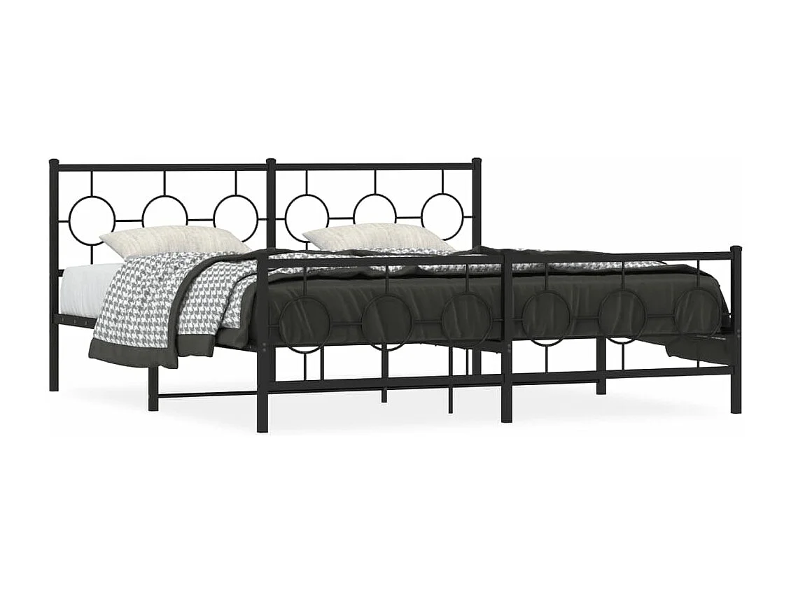 Cama com cabeceira e pés 183x213 cm metal preto PT475191