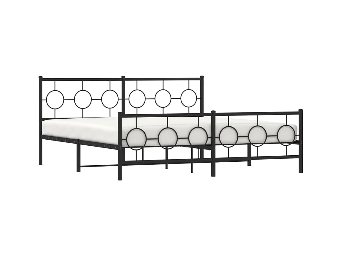 Cama matrimonial- 183x213 cm cabecero y estribo metal negro ES536962