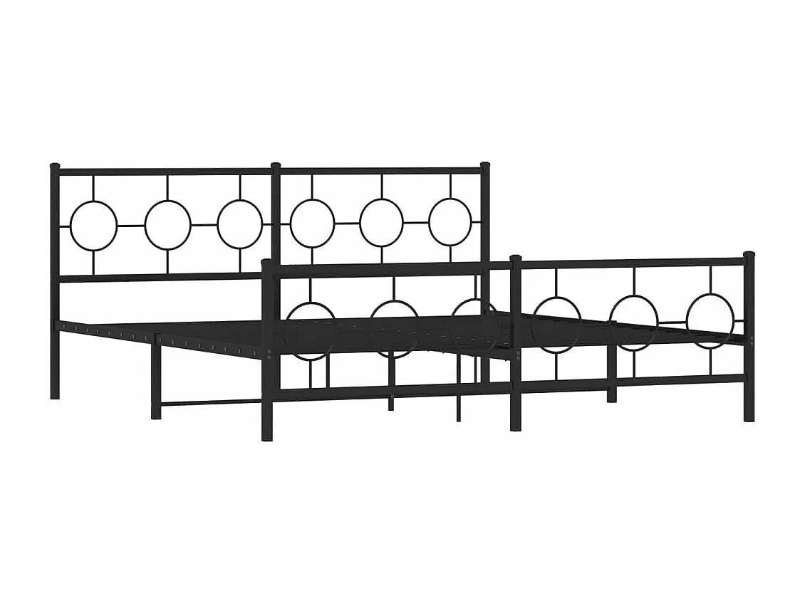 Cama matrimonial- 183x213 cm cabecero y estribo metal negro ES536962