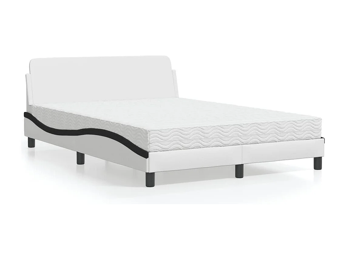 Lit adulte + matelas blanc et noir 140x190 cm similicuir FR23784