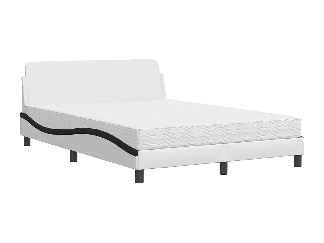 Cama 140x190 cm con colchón cuero sintético blanco y negro ES915687