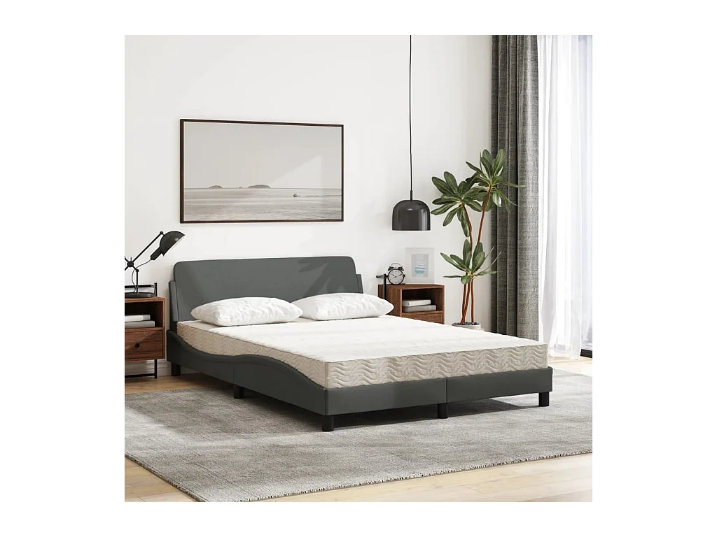 Bed met matras stof donkergrijs 140x200 cm BE385275