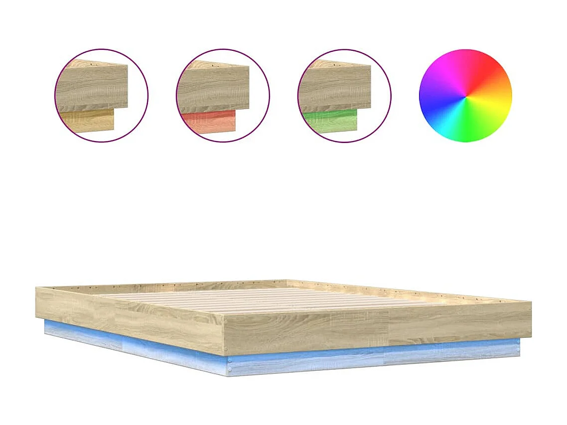 Cama matrimonial- 160x200 cm con luces LED roble Sonoma ES559157