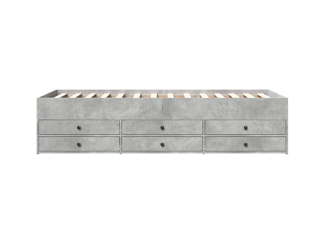 Slaapbank met lades 100x200 cm bewerkt hout betongrijs BE607972