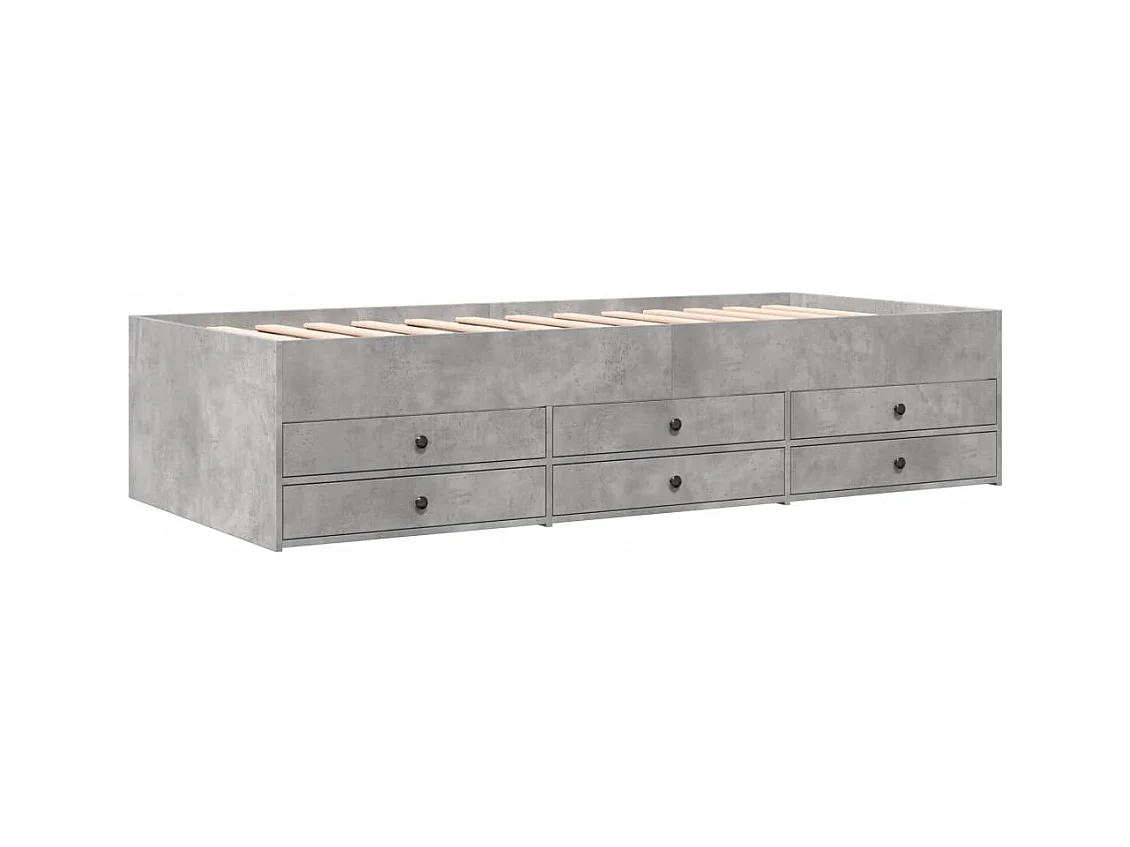 Lit de jour et tiroirs gris béton 100x200 cm bois d'ingénierie FR19054
