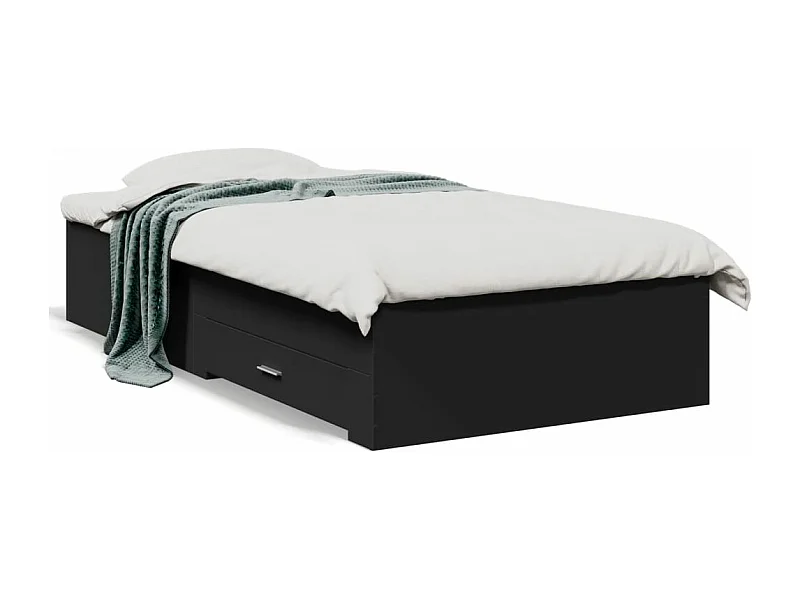 Lit simple avec tiroirs noir 75x190 cm bois d'ingénierie FR10732