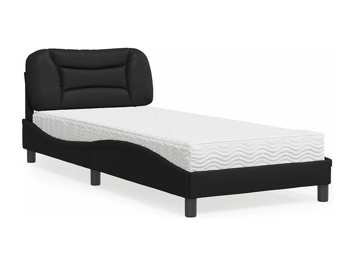 Bed met matras kunstleer zwart 90x190 cm BE392803