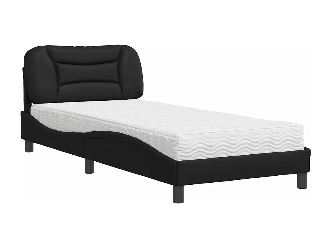 Bed met matras kunstleer zwart 90x190 cm BE392803