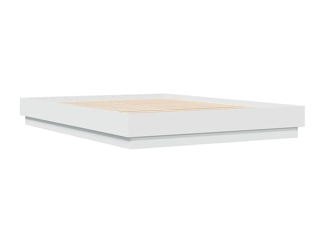 Lit double blanc 160x200 cm bois d'ingénierie FR33417