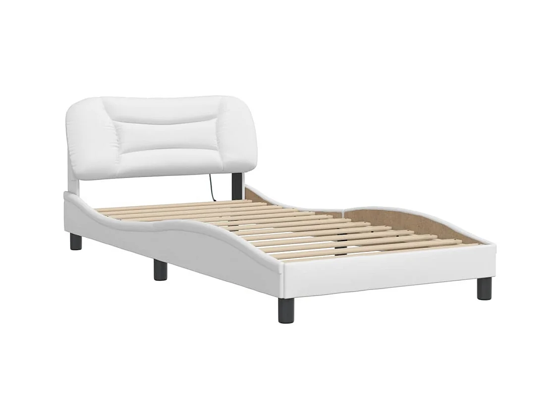 Bedframe met LED-verlichting kunstleer wit 100x200 cm BE293697