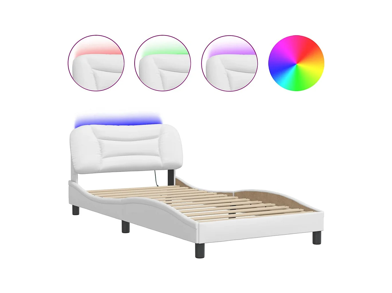 Lit simple avec lumières LED blanc 100x200 cm similicuir FR17124