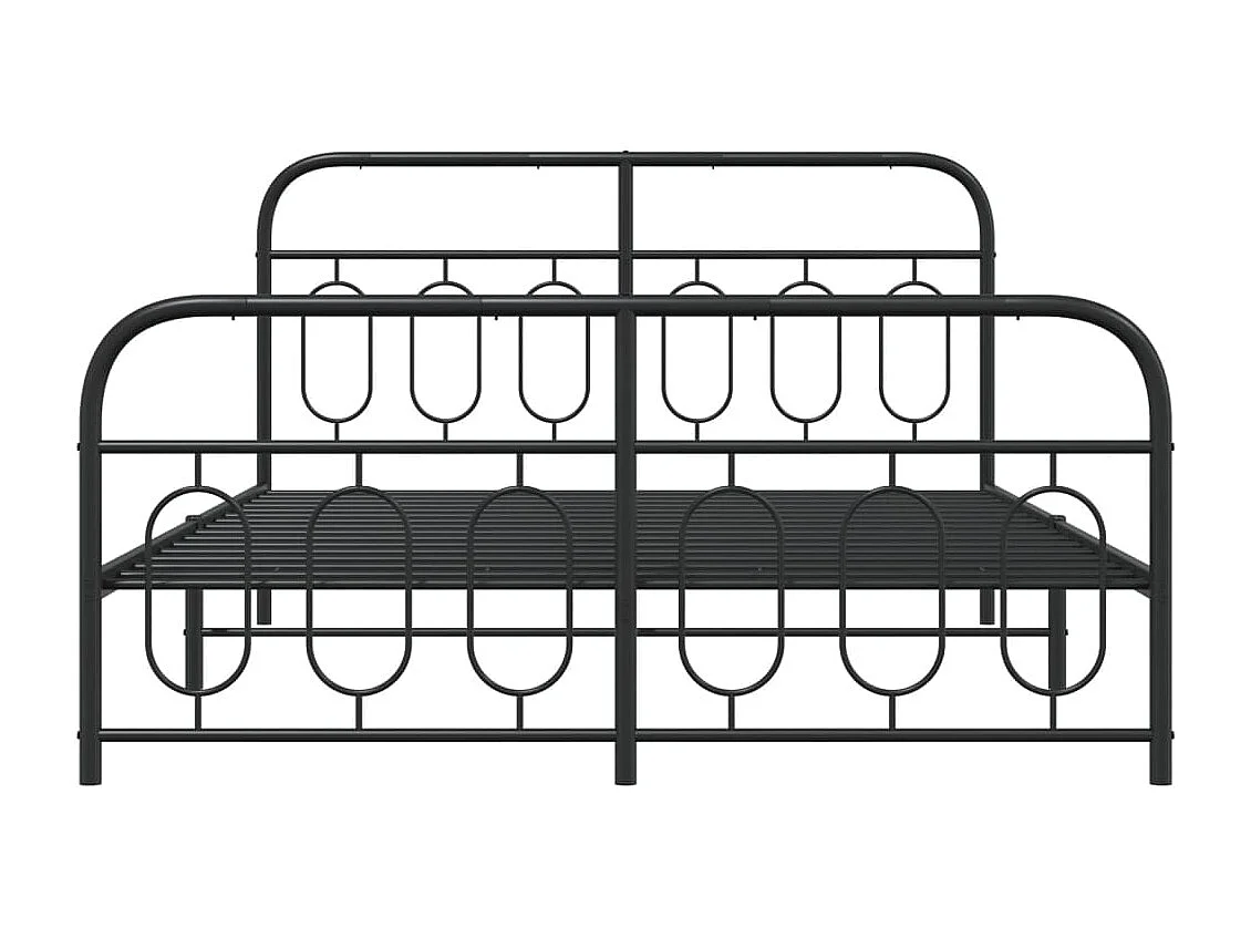 Lit double métal + tête de lit/pied de lit noir 135x190 cm FR78895