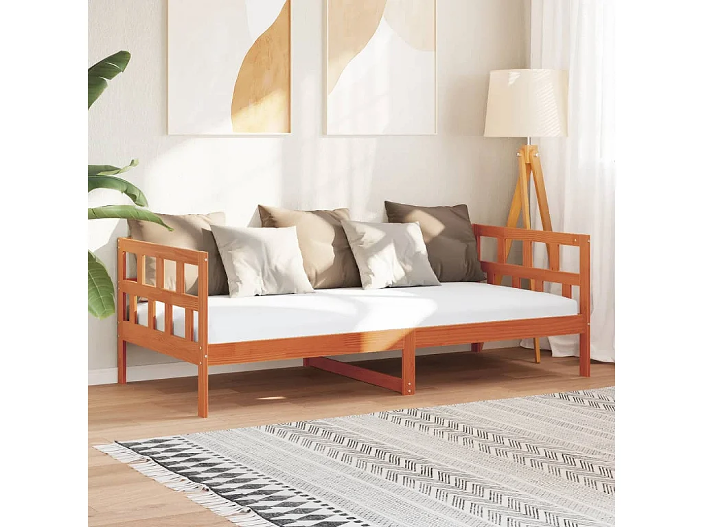 Lit de jour cire marron 80x200 cm bois de pin massif FR72899