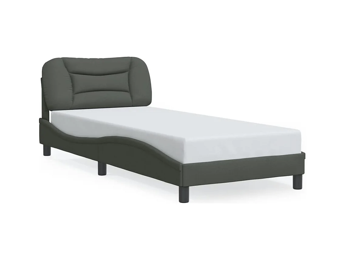 Lit simple avec lumières LED gris foncé 80x200 cm tissu FR47717