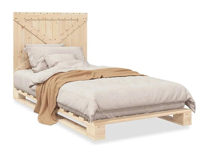 Lit simple et tête de lit 100x200 cm bois de pin massif FR48057