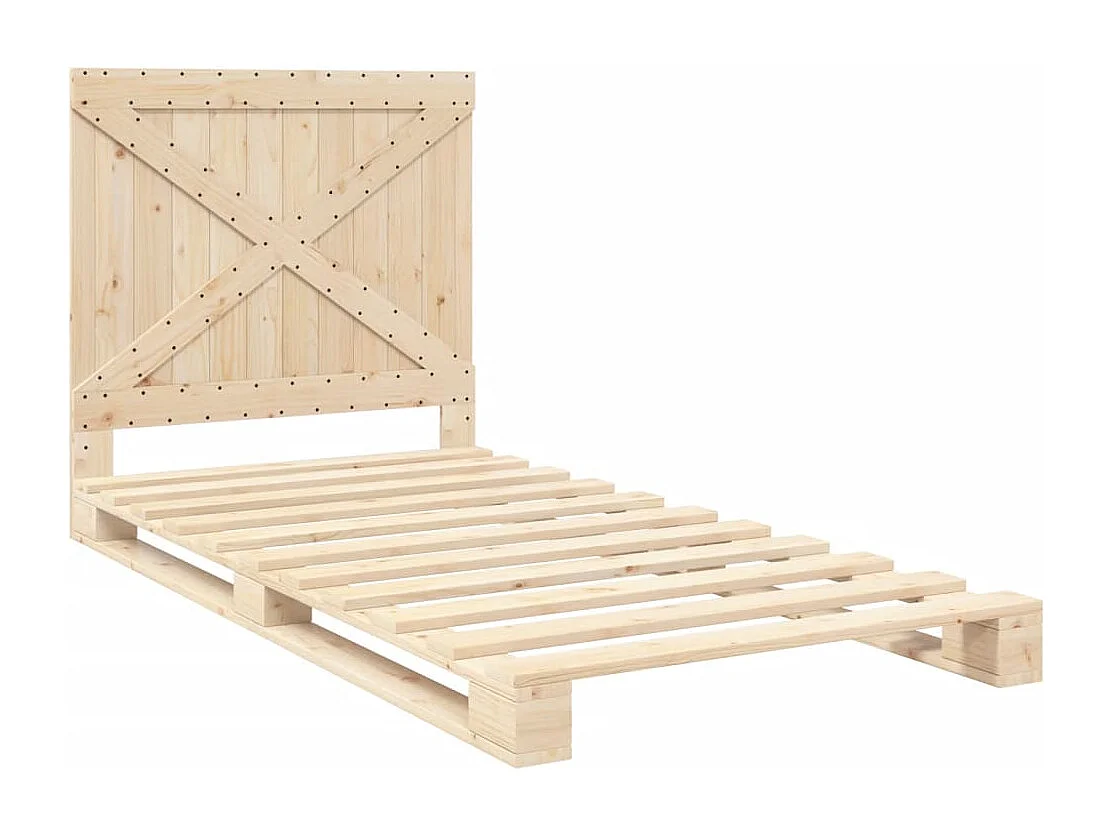 Lit simple et tête de lit 100x200 cm bois de pin massif FR48057