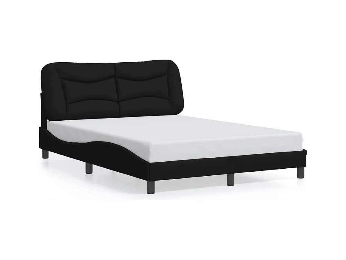 Lit double + tête de lit Noir 140x200 cm Tissu FR10391