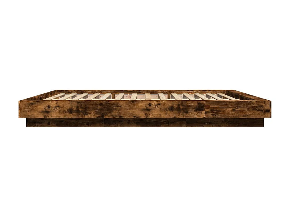 Lit double chêne fumé 160x200 cm bois d'ingénierie FR90664