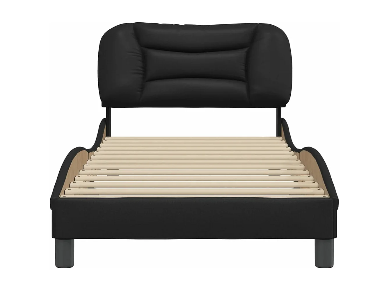 Cama c/ cabeceira couro artificial 80x200 cm preto PT833599