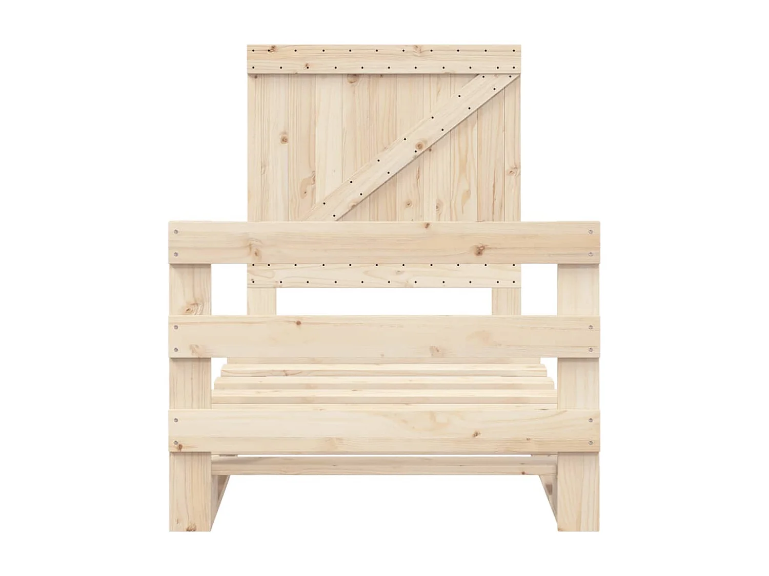 Cama individual- 90x200 cm con cabecero madera maciza de pino ES276055