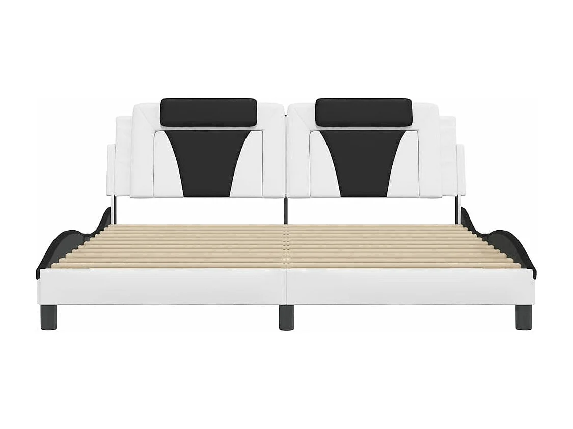Bedframe met hoofdbord kunstleer wit en zwart 180x200 cm BE884406