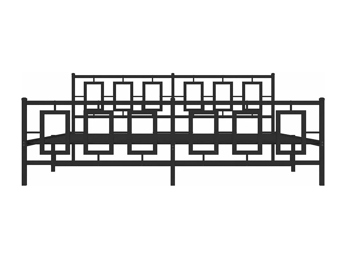 Lit double métal + tête de lit/pied de lit noir 193x203 cm FR51071