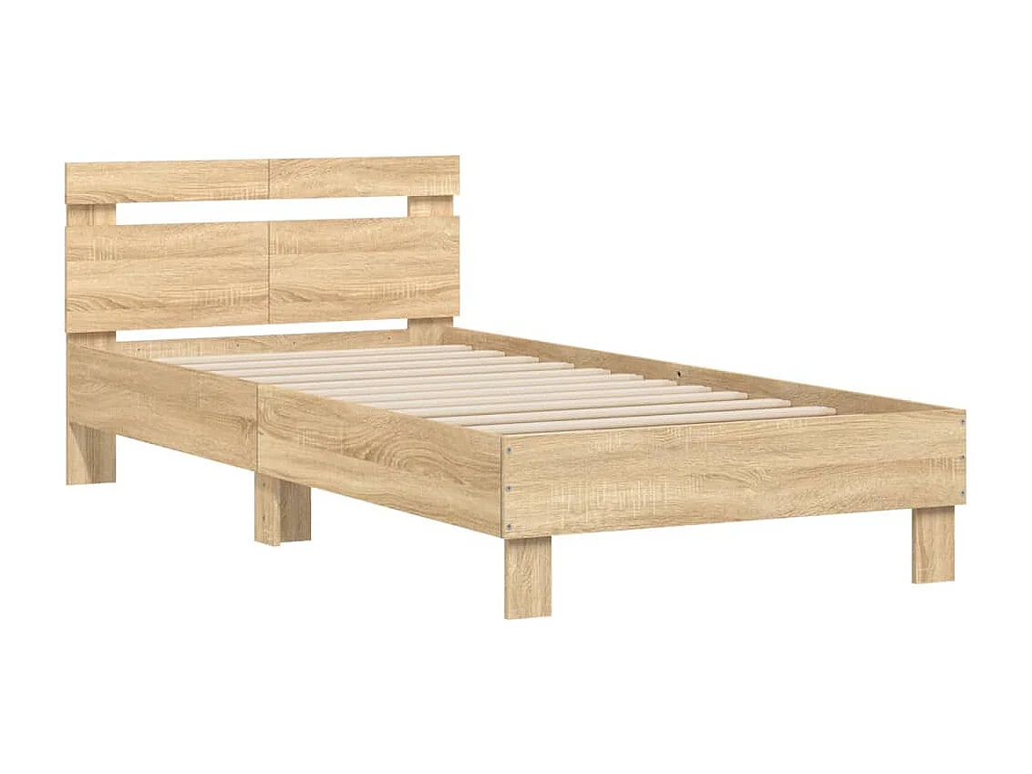 Bedframe met hoofdeinde bewerkt hout sonoma eiken 100x200 cm BE321842