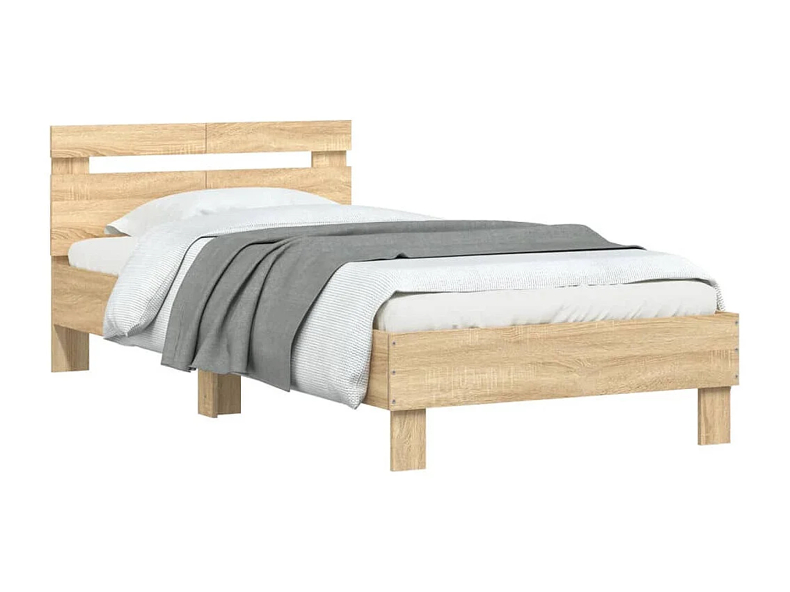 Bedframe met hoofdeinde bewerkt hout sonoma eiken 100x200 cm BE321842