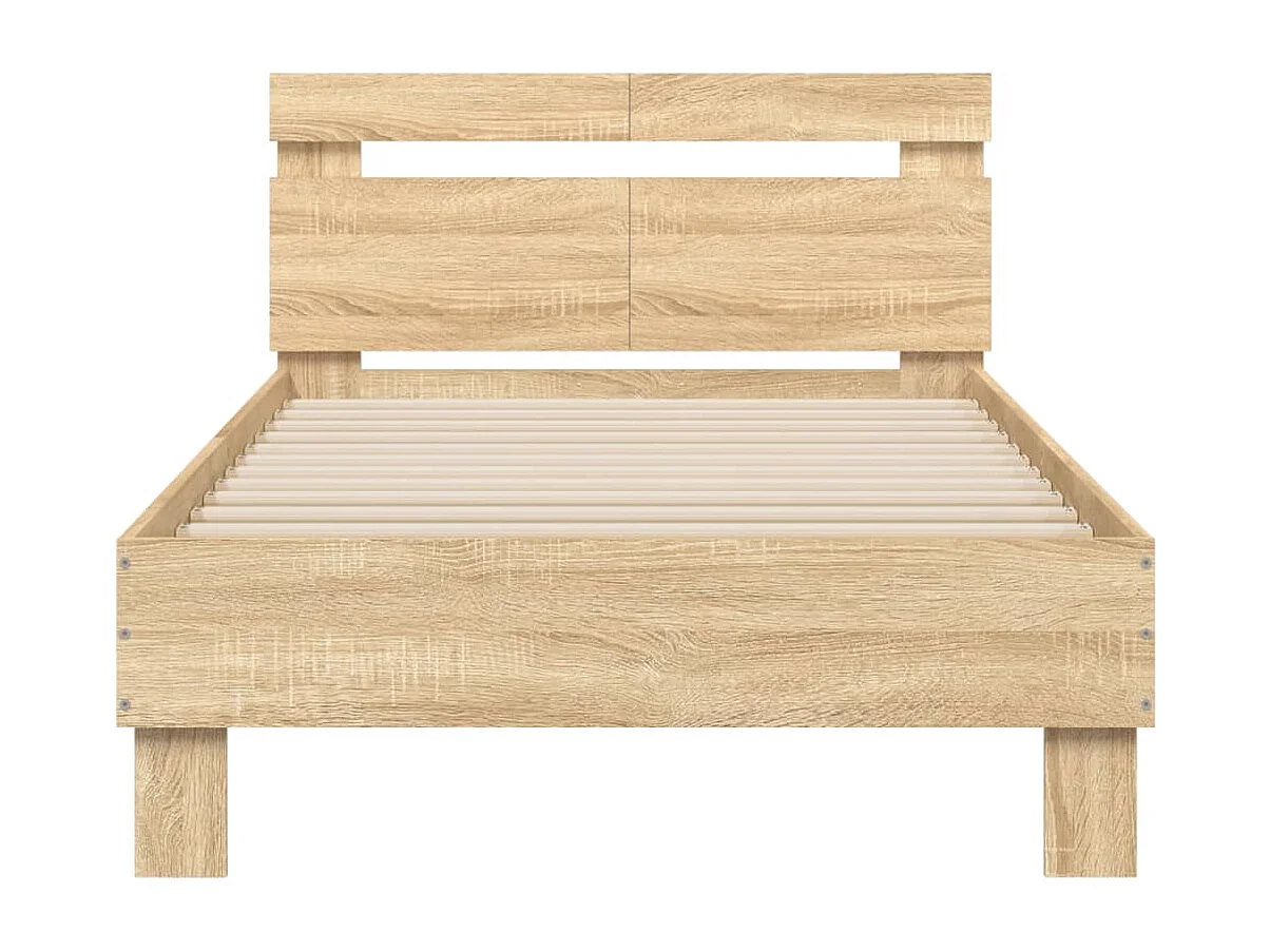 Bedframe met hoofdeinde bewerkt hout sonoma eiken 100x200 cm BE321842