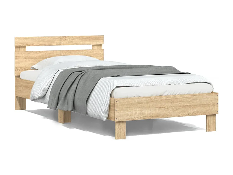 Bedframe met hoofdeinde bewerkt hout sonoma eiken 100x200 cm BE321842