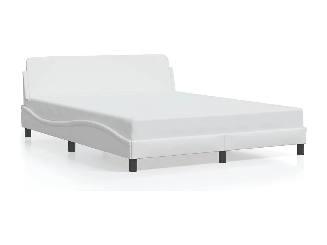 Lit double + tête de lit Blanc 160x200 cm Similicuir FR62318