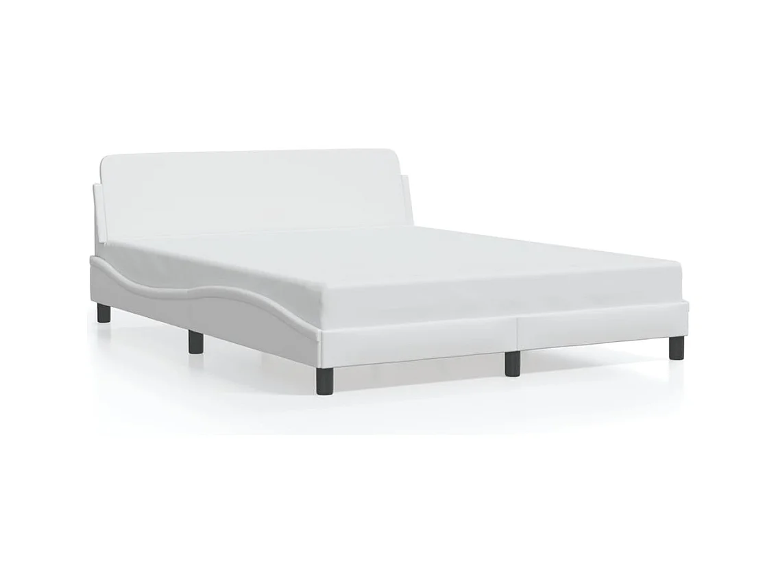 Lit double + tête de lit Blanc 160x200 cm Similicuir FR62318