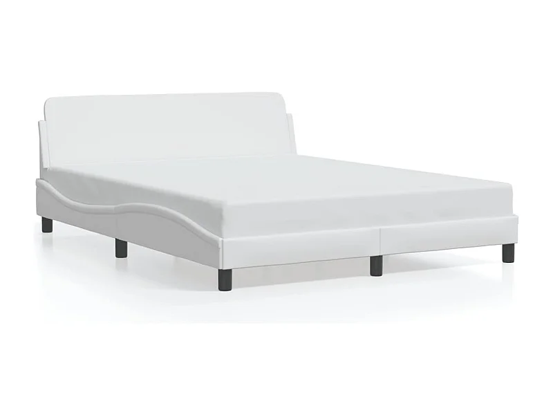 Lit double + tête de lit Blanc 160x200 cm Similicuir FR62318