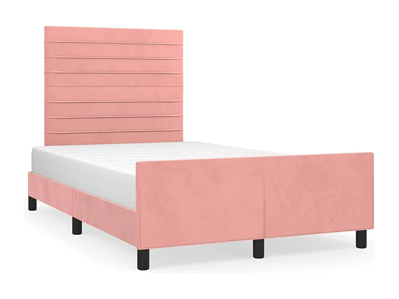 Bedframe met hoofdbord fluweel roze 120x190 cm BE910209